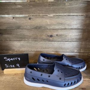 Womens Sperry Navy Blue Rubber Waterproof Boat Deck Shoes Loafers Size‎ 9 M EUC
